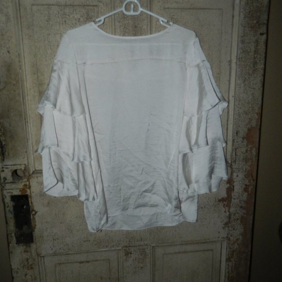 LOFT Ruffle Layered Bell Sleeve Blouse Size M (DD-27) - Picture 1 of 4